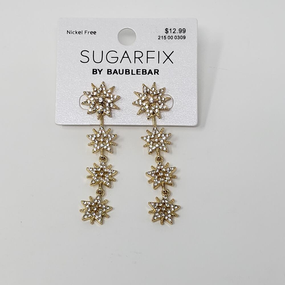 NWT Sugarfix by Baublebar Gold-Tone Star Dangle Rhinestone Earrings Women's